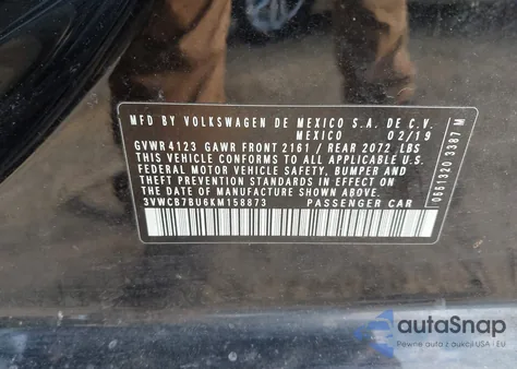 2019 Volkswagen Jetta 1.4T R-Line/1.4T S/1.4T Se из США, поврежденный, VIN 3VWCB7BU6KM158873